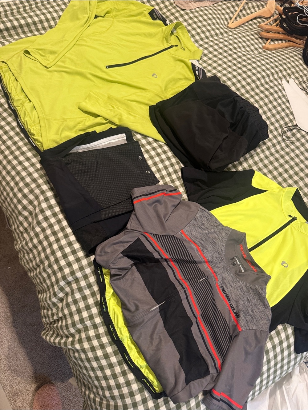 Men's Cycling bundle - 3 shorts, 1 pants, 2 shirts, 1 1/4 zip- pearl Izumi